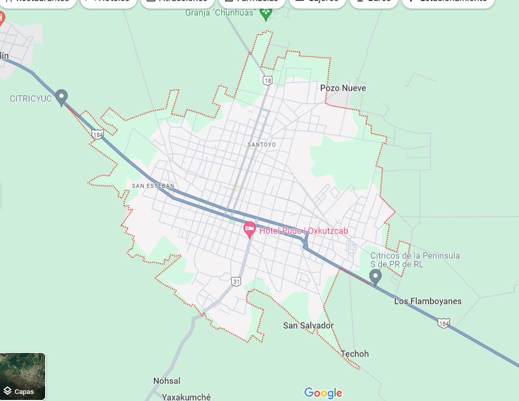 Mapa del municipio de Oxkutzcab